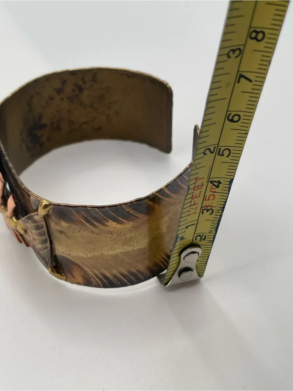 Copper & Brass Fishbone Cuff Bracelet - Copper/Gold